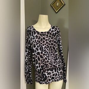 NWT JM Collection Cheetah-Print Crewneck Top, Gray Combo Women’s size Small